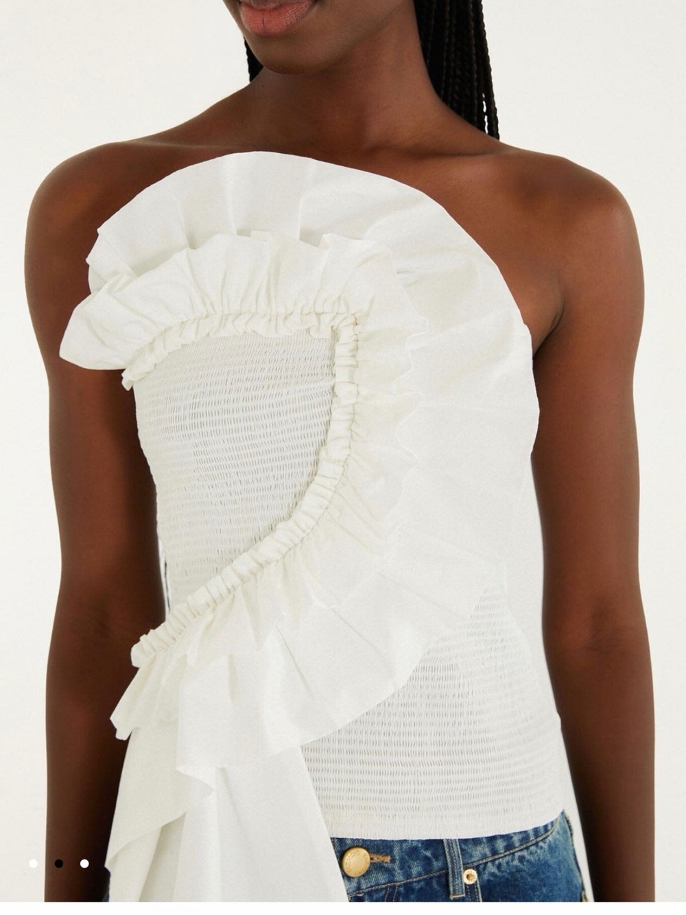 FARM Rio White Asymmetric One-Shoulder Ruffle Camisole - Picture 2 of 3